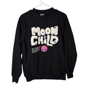 Bonkers Moon Child Sweatshirt Black Graphic Crewneck Mens Small Pullover Fleece